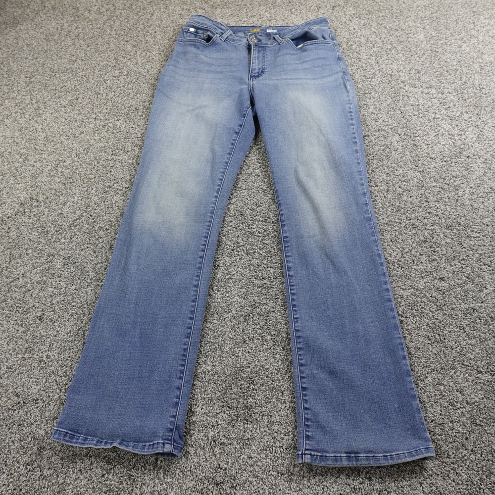 Lee Jeans Womens 12 Dark Blue Denim Pants Boot Flare Stretch Flex Western Rodeo